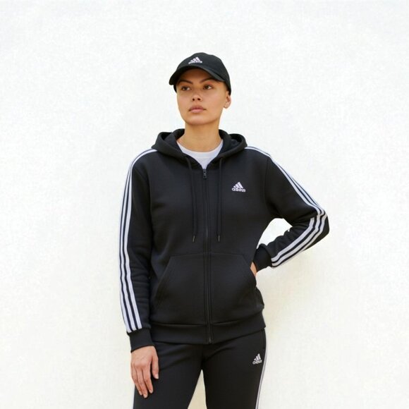 adidas Originals Sweaters - ADIDAS Set 2 piecesActive Jacket 3 Striped women Black XL/ADIDAS black hat women